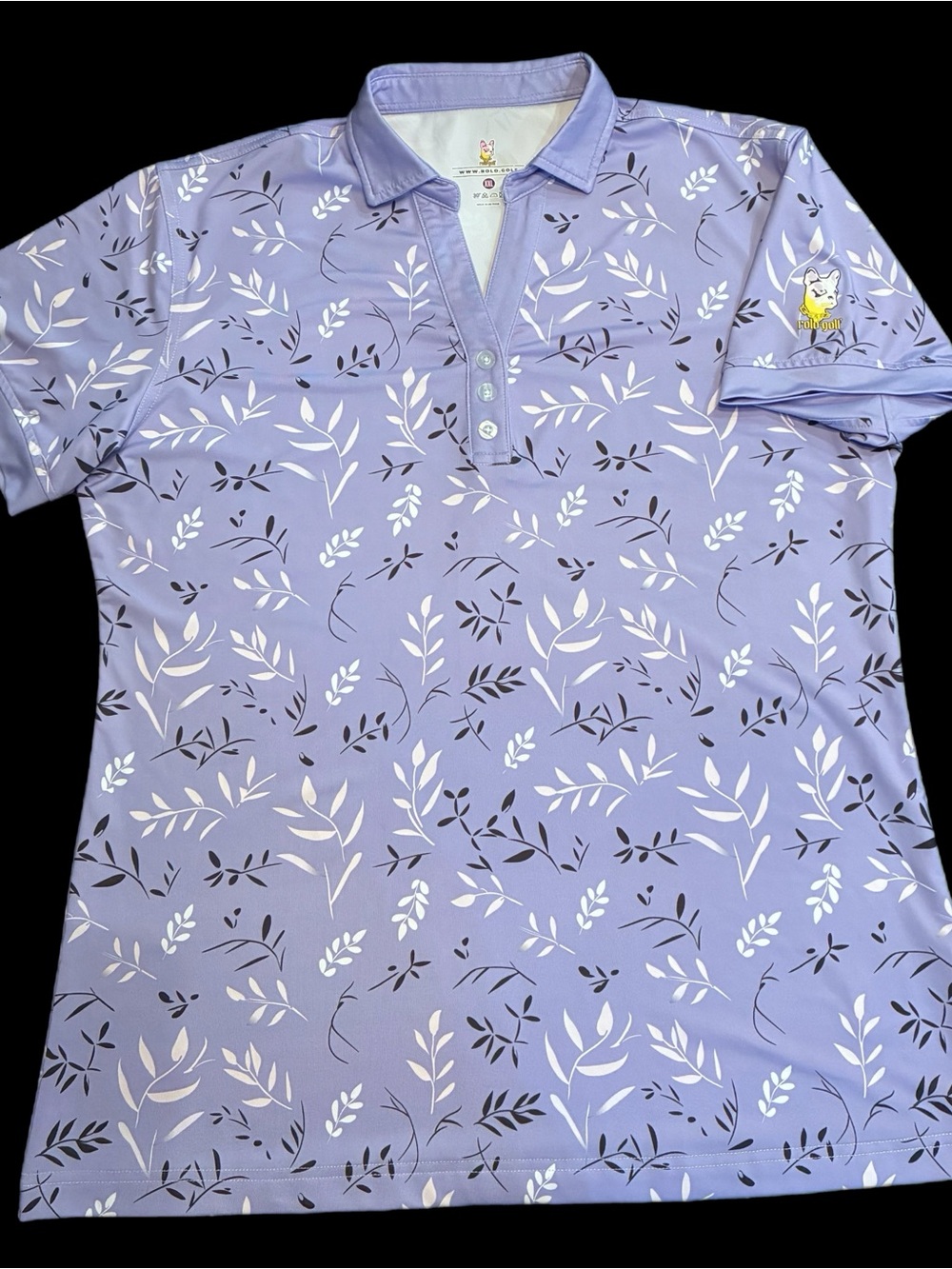 Women’s Lavender Floral Short Sleeve Polo Golf Tee, XL